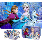 Neilden Disney Frozen Puzzles In A Metal Box 60 Piece For Ag