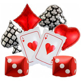 Kit 8 Globos Dados Barajas Blancos Poker Casino Cartas Vegas