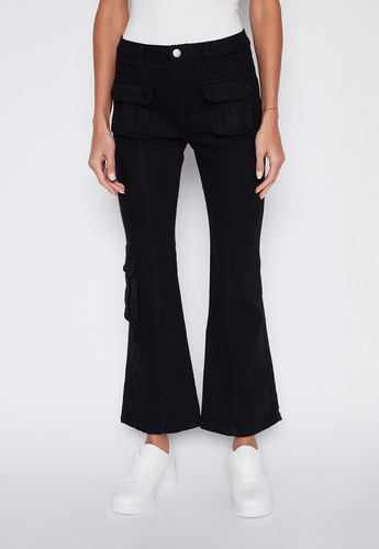 Pantalón Mujer Negro Cargo Flare Family Shop