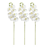 Kit 3 Orquídeas Artificiais 3d Flores Branca Para Decoração