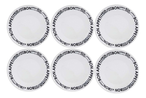 Set X6 Platos Postre 19cm Bon Appetit Porcelana Vajilla Bz3