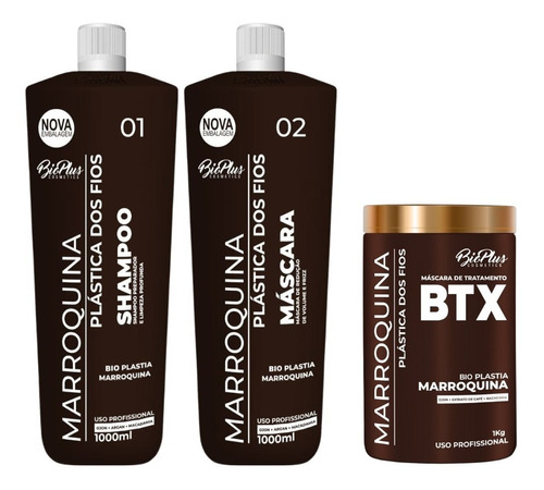 Bio Plus Cosmeticos Plastica Dos Fios Selagem Térmica Marroquina + Btox + 3 Brindes
