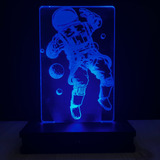 Lampara Led 3d Rgb Holograma Con Control Astronauta Planeta