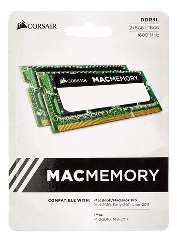 Kit Memória Notebook 16gb 1600 (2x8) Ddr3 Mac Corsair C/ Nf