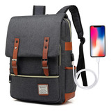 Mochila Para Portátil Ugrace Vintage Con Puerto De Carga Usb