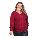 Blusa Suéter Helena Tricot Plus Size Manga Longa R:1116