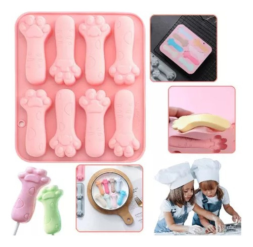 Molde Silicona Huellas De Perritos Helados Reposteria Cocina