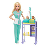 Barbie Set De Pediatra Rubia Con Gemelos Gkh23