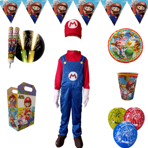 Mario Bros Fiesta Artículos Disfraz Plato Vaso Paquete 2