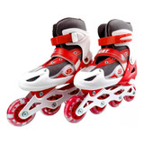 Patines Roller Línea Juveniles Ajustable Rojo M