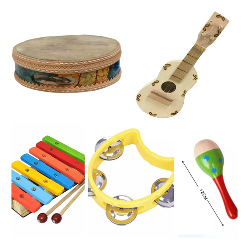 Kit De Instrumentos Infantis Brinquedos Iniciação Musical