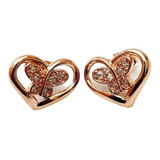 Aros Plata 925 Rose Corazon Y Mariposa Cubic Arp658 Italy