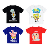 Kit 4 Camiseta Bob Esponja Roupa Infantil Masculina 1 A 6