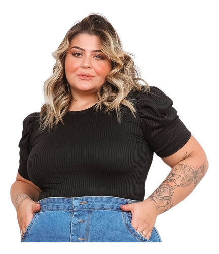 Blusa Blusinha Feminina Manga Curta Plus Size Básica Barata