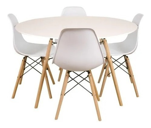 Combo Mesa Eames 80 Cm Blanca Más 4 Sillas Eames Color