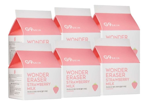 G9skin Wonder Eraser Strawberry Milk Jabón Facial - 6pack