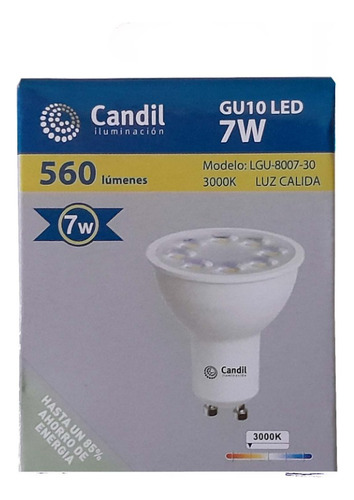 Lampara Dicroica Candil 7w 35° Gu10 Luz Cálida O Fría X6