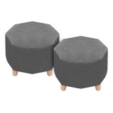 Set X 2 Puff Silla Octagonales Sidney 4 Colores Disponibles Color Gris