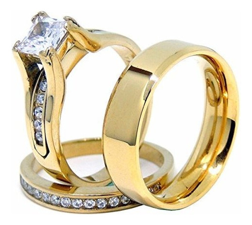 Juego De Anillos Para Parejas  Para Mujer 14k Ch