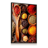 Quadro Com Vidro Temperos Pote Colher Gourmet Cozinha