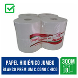 Papel Higienico Jumbo Blanco Premium 8 Rollos X 300 C.chico