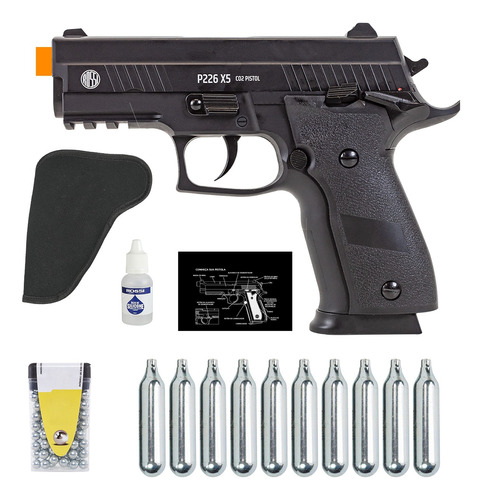 Pistola Co2 P226x-5 Full Metal + Esfera + 10 Cilindros + G.p