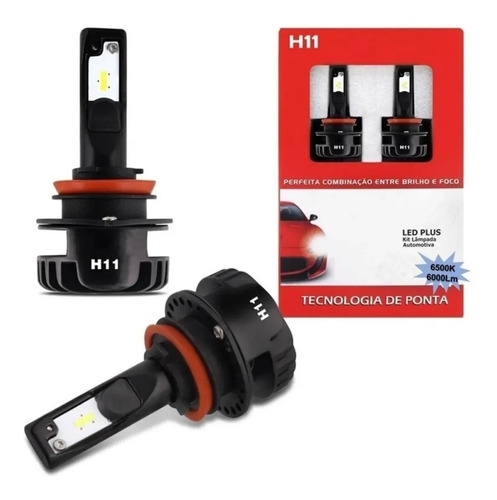 Kit Lâmpadas Super Led Plus H11/h9/h8 6500k 12v 24v 16w 6000