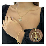 Colar Pulseira E Pingente Feminino Com 20 Camadas De Ouro