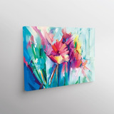 Cuadro Flores Abstractas Canvas Decorativo Moderno Tipo Oleo