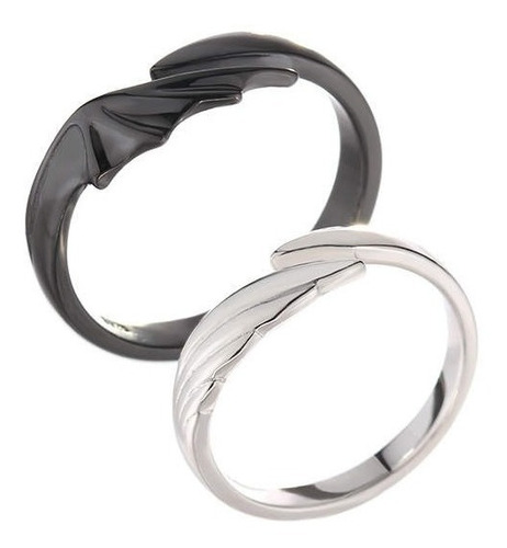 2 Anillos Promesa Amor Alas Ying Y Yang Pareja Plata L925