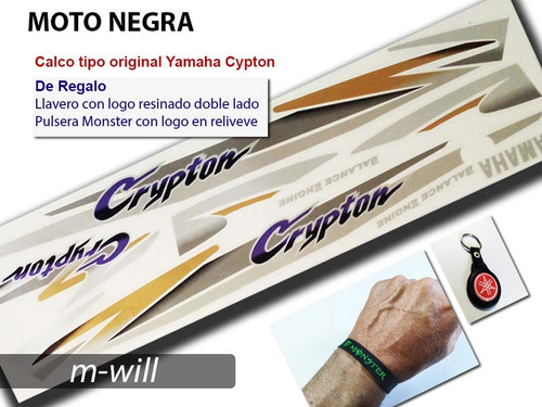 Calco Original Yamaha Crypton Negra + 2 Accesorios De Regalo