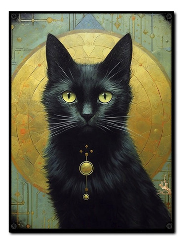 #1481 - Cuadro Decorativo Vintage - Gato Negro Retro Poster
