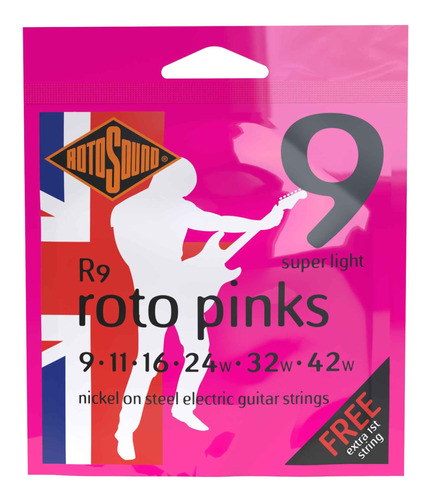 Cuerdas Rotosound Guitarra Eléctrica - R9 Roto Pinks | 9-42