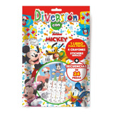Set Mickey Libro Pintar Crayones Stickers Secuencias 24pz