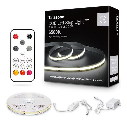 Tira Led Cob Blanca Tatazone Con Control Remoto Rf, Tira Cob