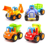 Set Vehiculos Friccion X5 Tractor Escavadora Camion Volcador Personaje Truck Team