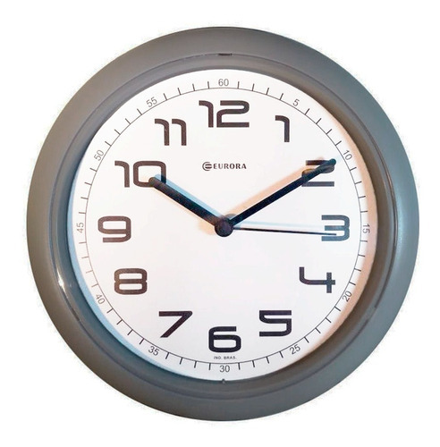 Relógio De Parede Eurora Redondo Cinza 24x24x4 Cm
