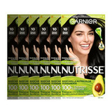 Paquete De 6 Tintes Garnier Nutrisse Tono 10 Ebano Negro