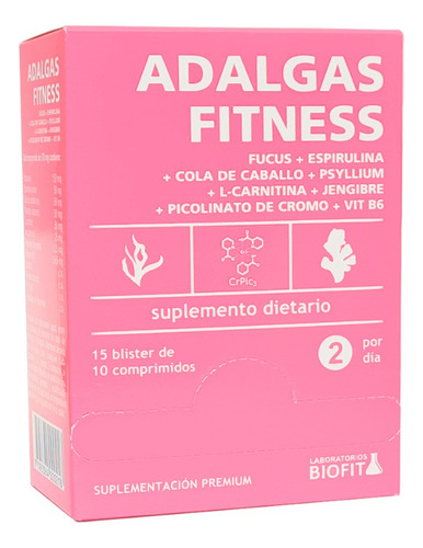 Adalgas Fitnes Biofit Adelgazante Fucus Espirulina 150 Compr Sabor Sin Sabor
