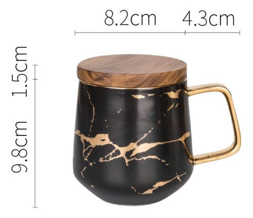 Taza De Té Y Café De Cerámica Marble Matte Gold Series Con M