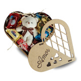 Cesta De Coração Com Chocolates + Pelucia Presente