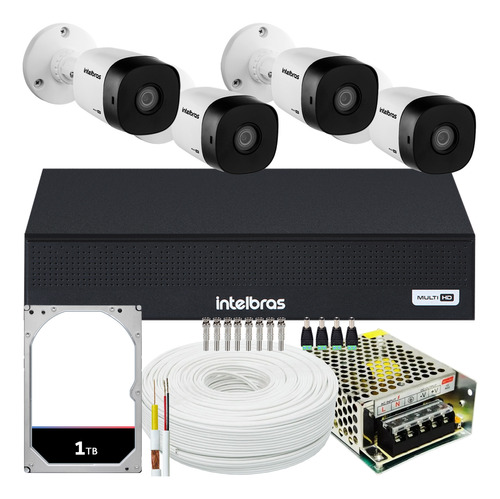 Kit 4 Cameras Seguranca Intelbras Vhd 1230 Full Hd 2mp 1tb