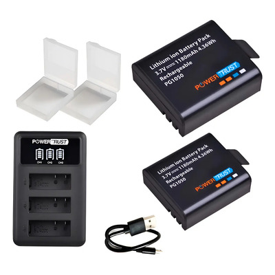 Cargador Triple+ 2 Pzas Pg1050 1180mah, Eken H9r, Sjcam Mobo | Envío gratis
