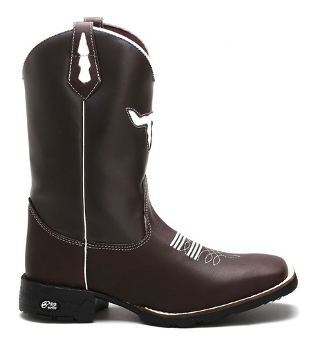 Bota Texana Country Botina Masculina Bico Quadrado Couro