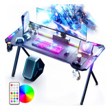 Dowinx Escritorio Para Juegos Con Luces Led, Mesa De Comput.