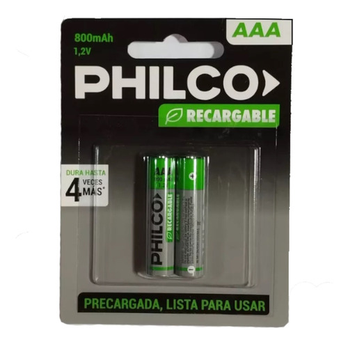 2 X Pilas Recargables Aaa Philco 800 Mah 1.2 V