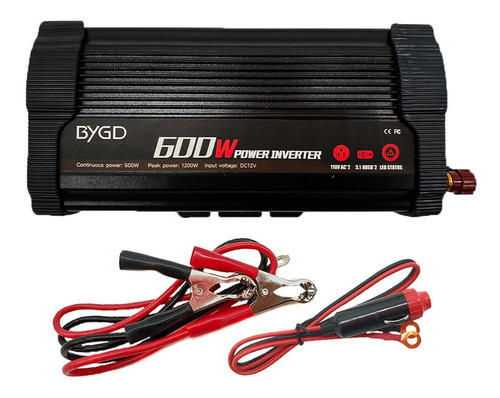 Inversor De Corriente 600w 12v A 110v Doble Enchufe Y Usb