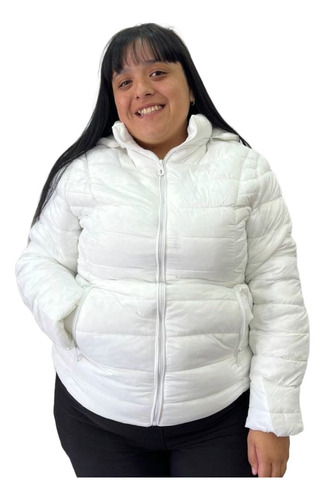 Campera Inflable Mujer Capucha Desmontable.piel.talle Grande