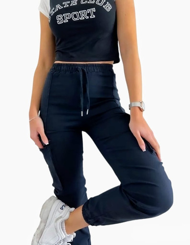 Pantalon Cargo De Mujer Dama Elastizado Jogger Chupin