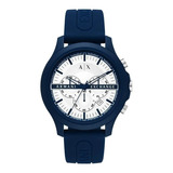 Reloj Armani Hombre Hampton Silicona Azul Crono 50mts Ax2437